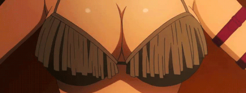 anime bouncing_breasts bra breasts cleavage dark-skinned_female ecchi food_wars gif indian_style mito_ikumi printed_bra shokugeki_no_souma