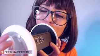 SFW ASMR Velma Cosplay Ear Licking – PASTEL ROSIE Ear Eating – Tingly Scooby Doo 3Dio Microphone POV