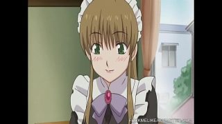 Anime maid gets wet pussy fantasizing