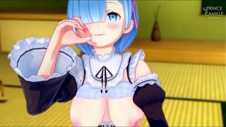 Loving Rem gives you a guided handjob in romantic atmosphere – Re Zero