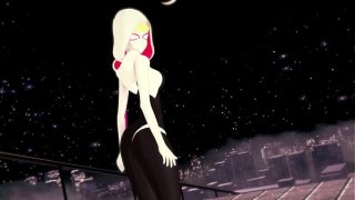 Spider-Gwen Gwen Stacy masturbates and gets fucked on the rooftop