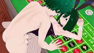 Nejire Hado and Tsuyu Asui and Izuku Midoriya Bunny Girl intense sex. – My Hero Academia Hentai